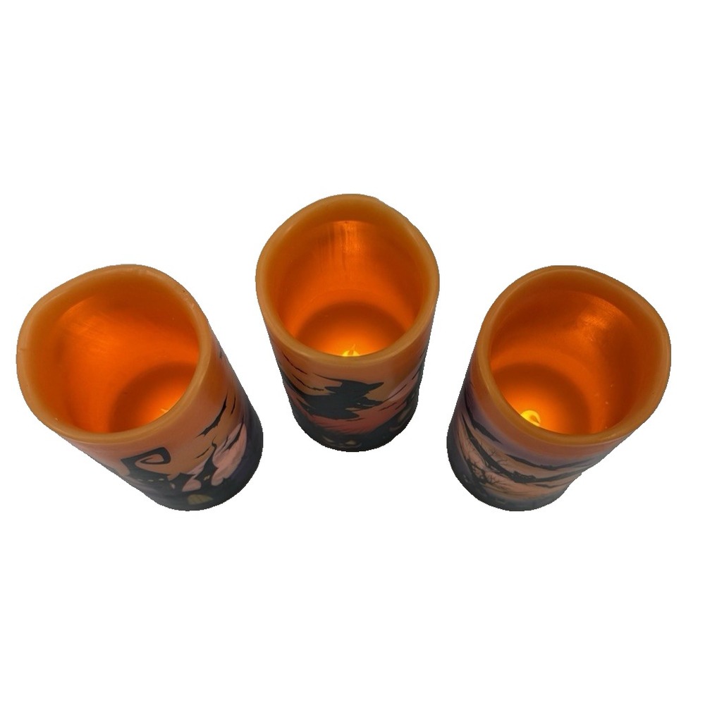 Halloween Flameless LED Battery Operated Candles Set of 3 with Timer 6" Tall - Picture 9 of 9
